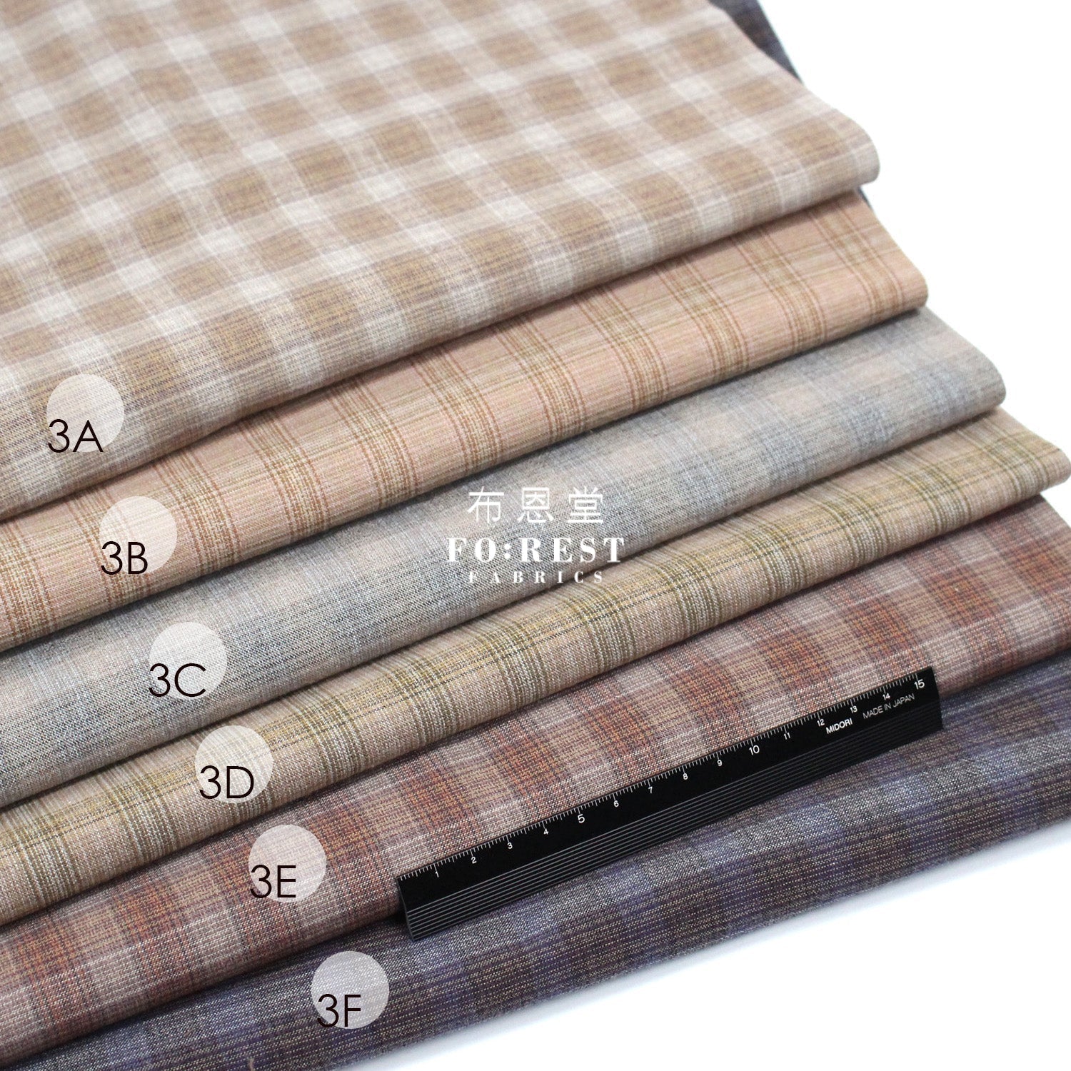 Yarn dyed cotton - Grid 3 fabric - FO:REST Fabric 布恩堂Liberty fabrictana lawnjapanese fabricykk zipper