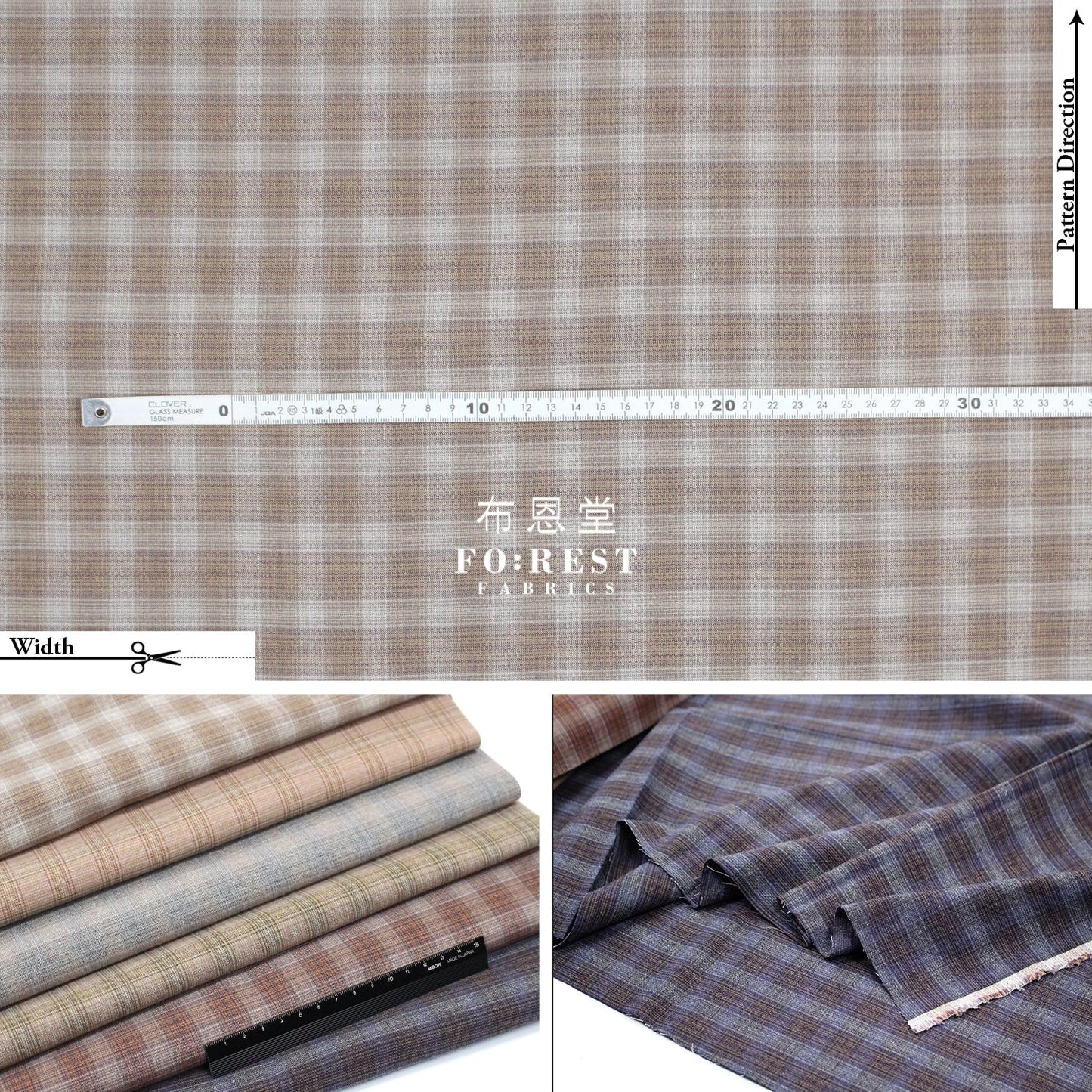 Yarn dyed cotton - Grid 3 fabric - FO:REST Fabric 布恩堂Liberty fabrictana lawnjapanese fabricykk zipper