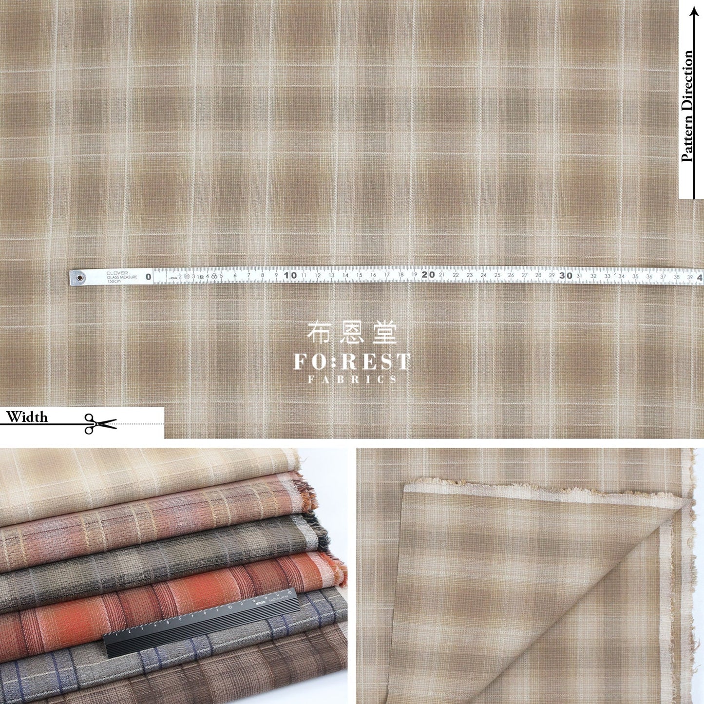 Yarn dyed cotton - Grid 4 fabric - FO:REST Fabric 布恩堂Liberty fabrictana lawnjapanese fabricykk zipper