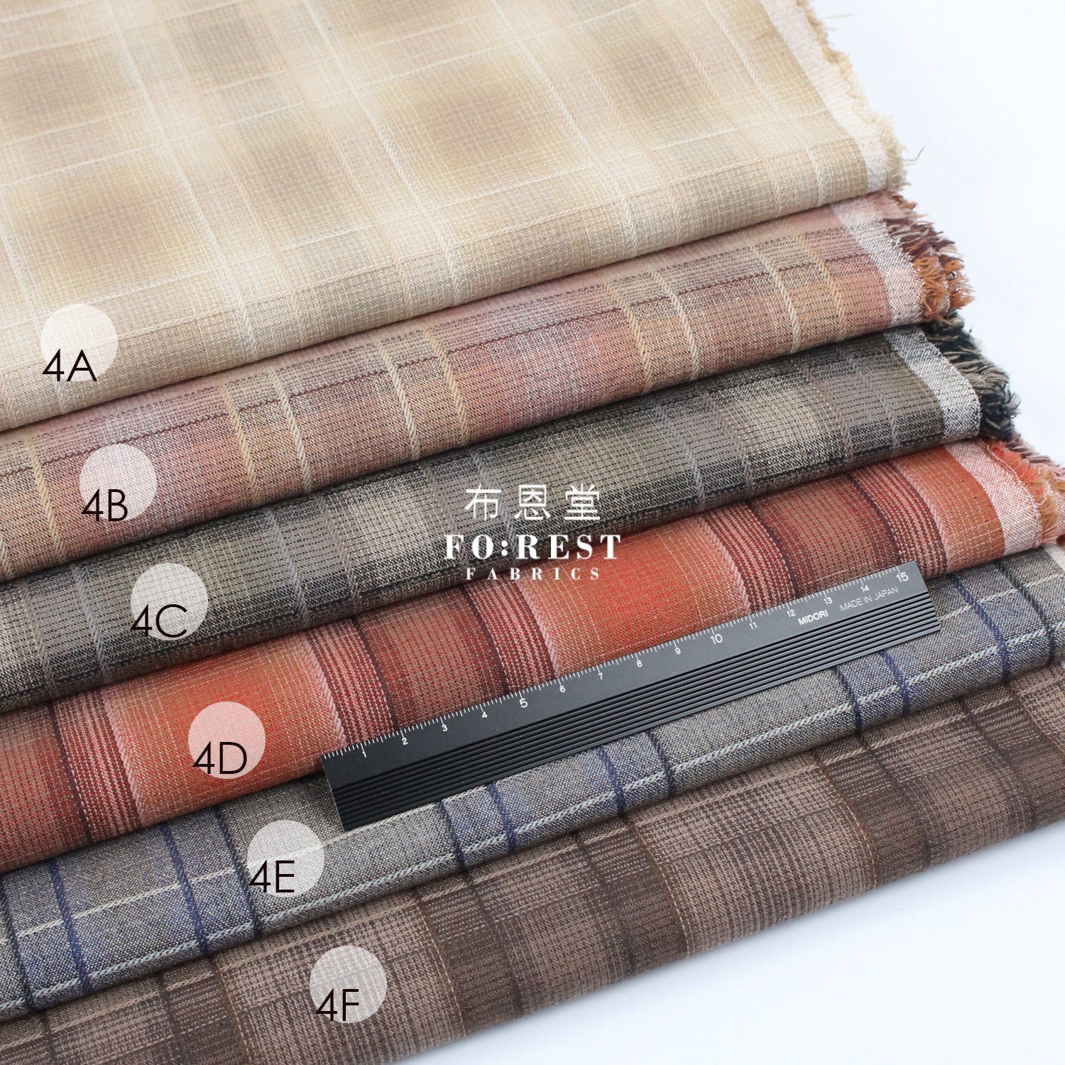 Yarn dyed cotton - Grid 4 fabric - FO:REST Fabric 布恩堂Liberty fabrictana lawnjapanese fabricykk zipper