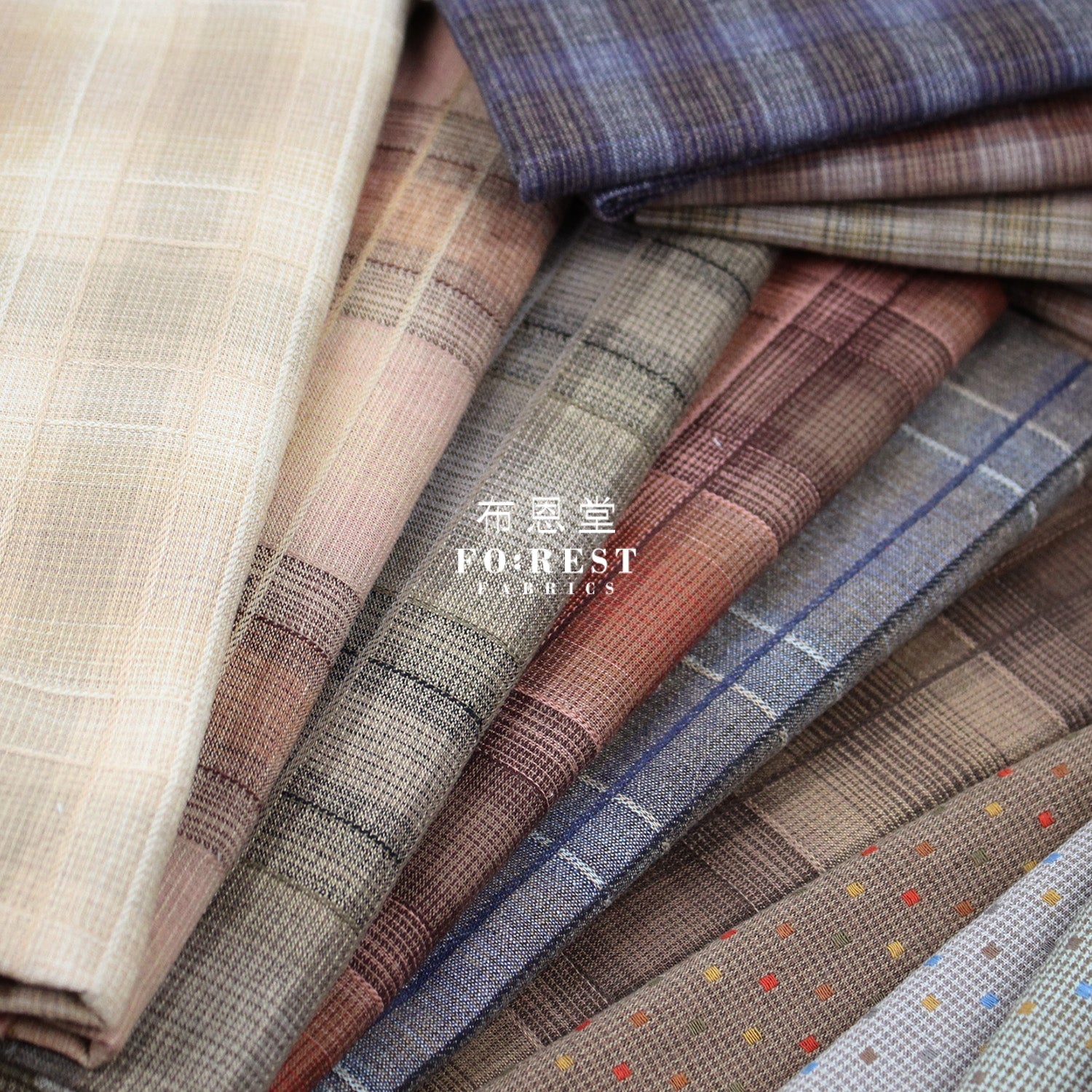 Yarn dyed cotton - Grid 4 fabric - FO:REST Fabric 布恩堂Liberty fabrictana lawnjapanese fabricykk zipper