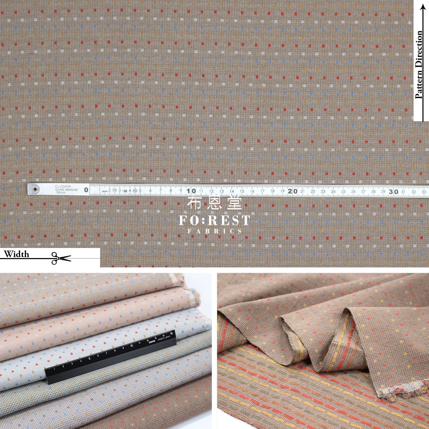 Yarn dyed cotton - Grid 5 fabric - FO:REST Fabric 布恩堂Liberty fabrictana lawnjapanese fabricykk zipper