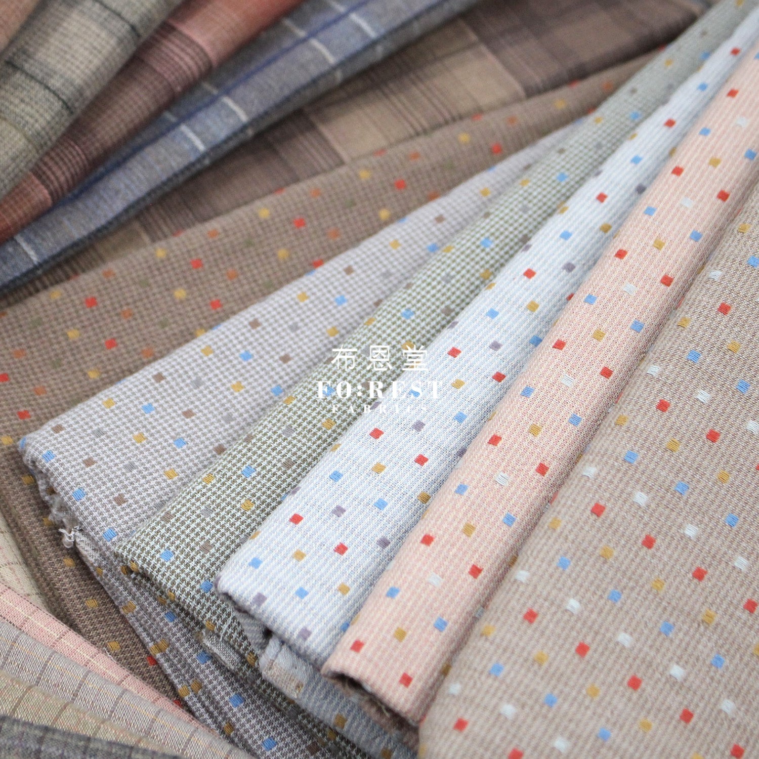 Yarn dyed cotton - Grid 5 fabric - FO:REST Fabric 布恩堂Liberty fabrictana lawnjapanese fabricykk zipper