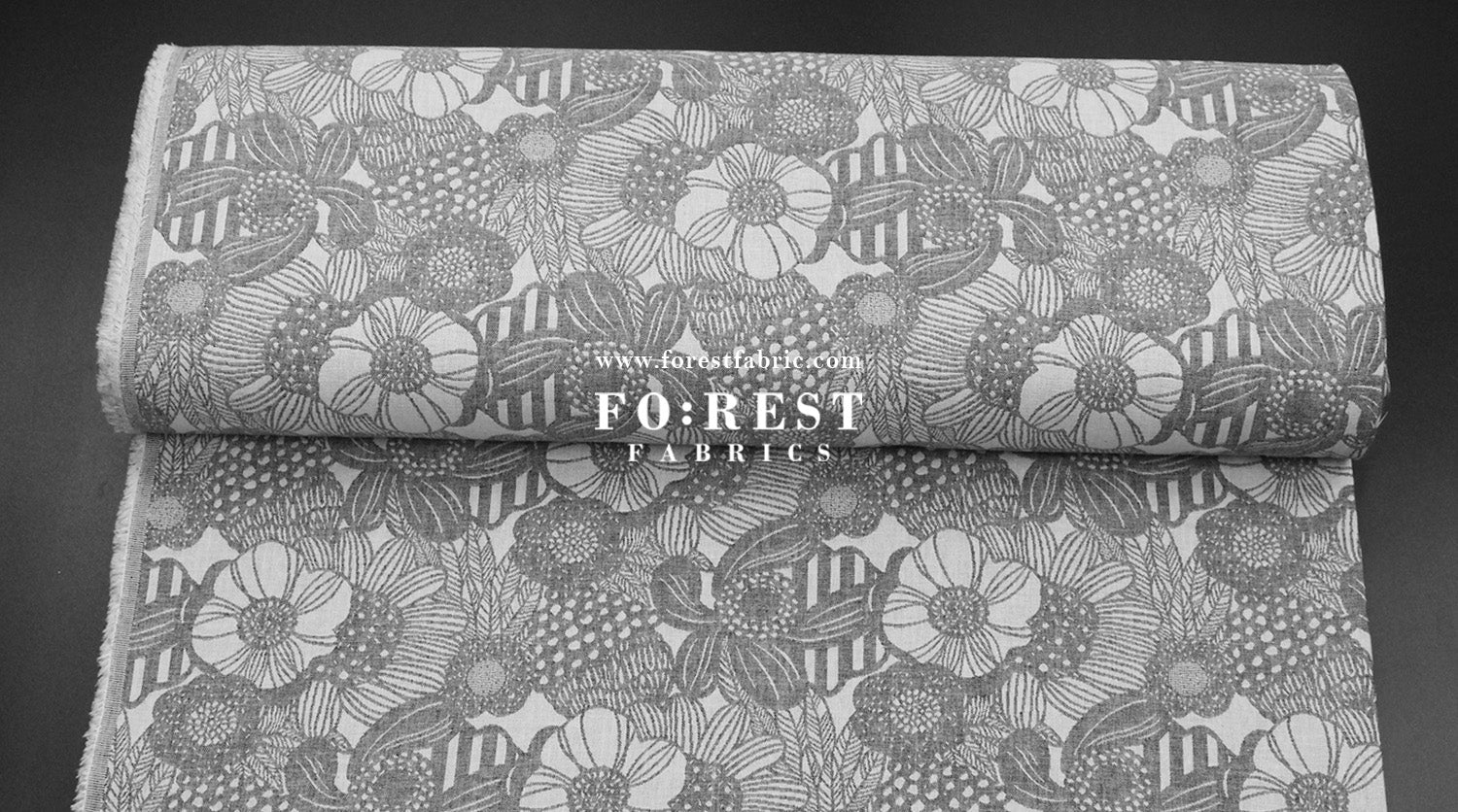Yarn Dyed Cotton Jacquard - Art Flower - FO:REST Fabric 布恩堂Liberty fabrictana lawnjapanese fabricykk zipper