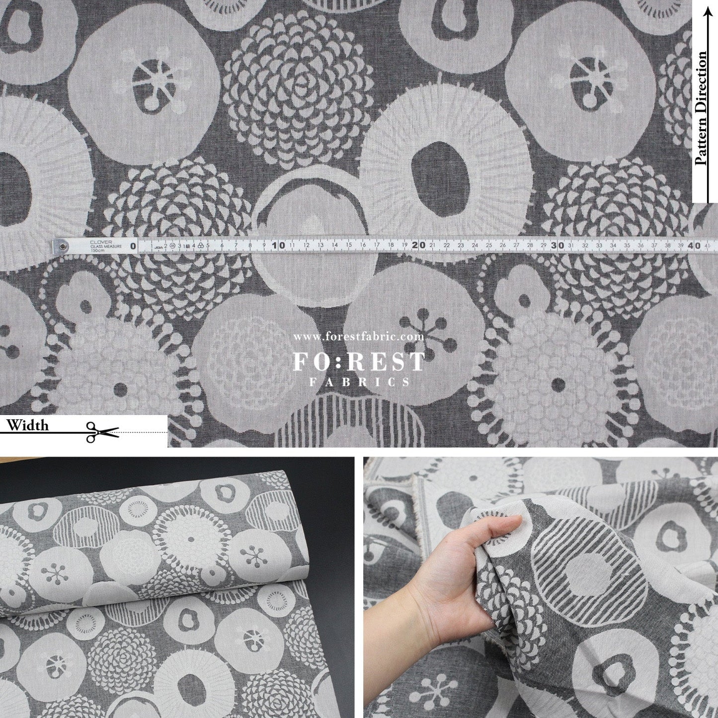 Yarn Dyed Cotton Jacquard - Ink Flowers - FO:REST Fabric 布恩堂Liberty fabrictana lawnjapanese fabricykk zipper