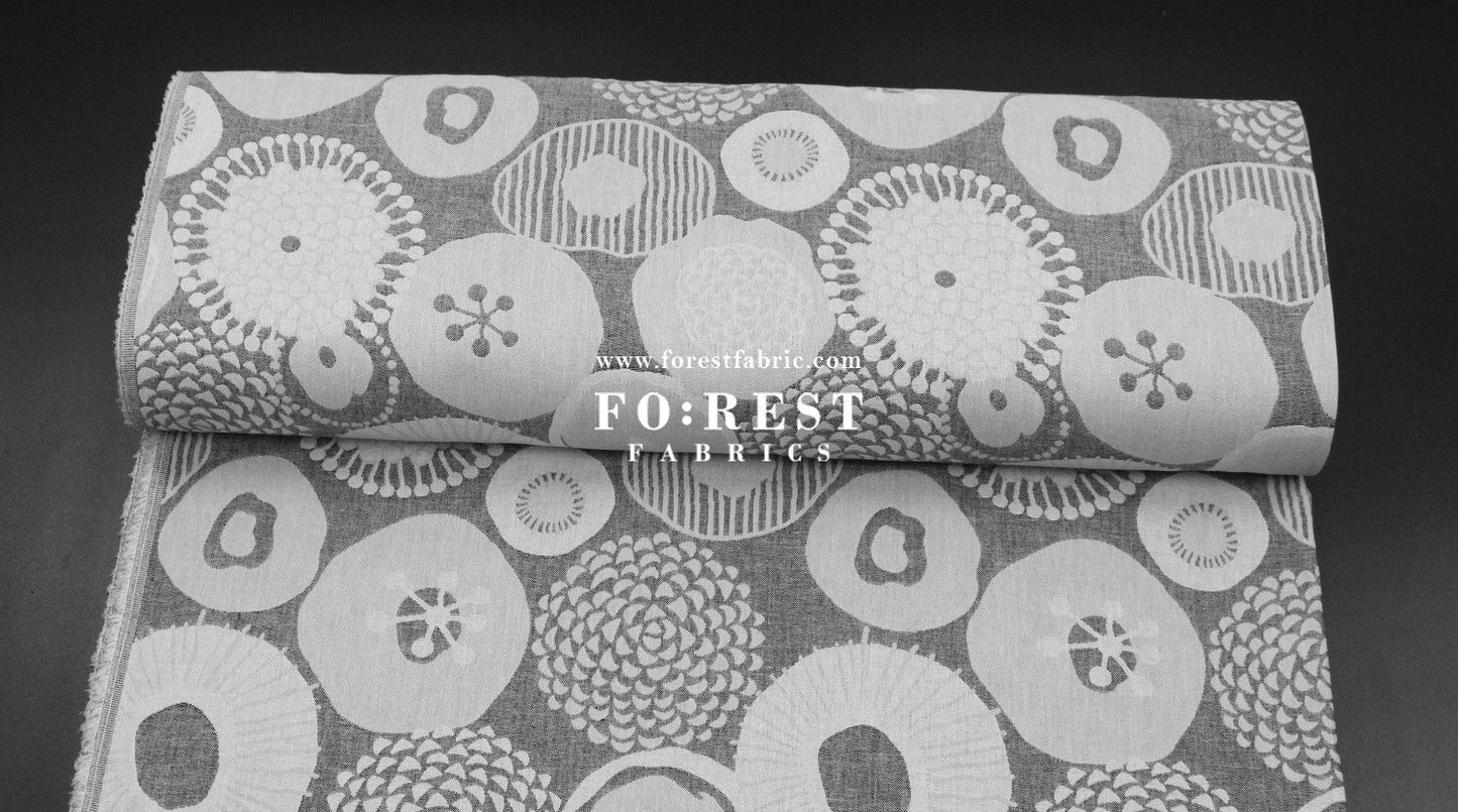 Yarn Dyed Cotton Jacquard - Ink Flowers - FO:REST Fabric 布恩堂Liberty fabrictana lawnjapanese fabricykk zipper