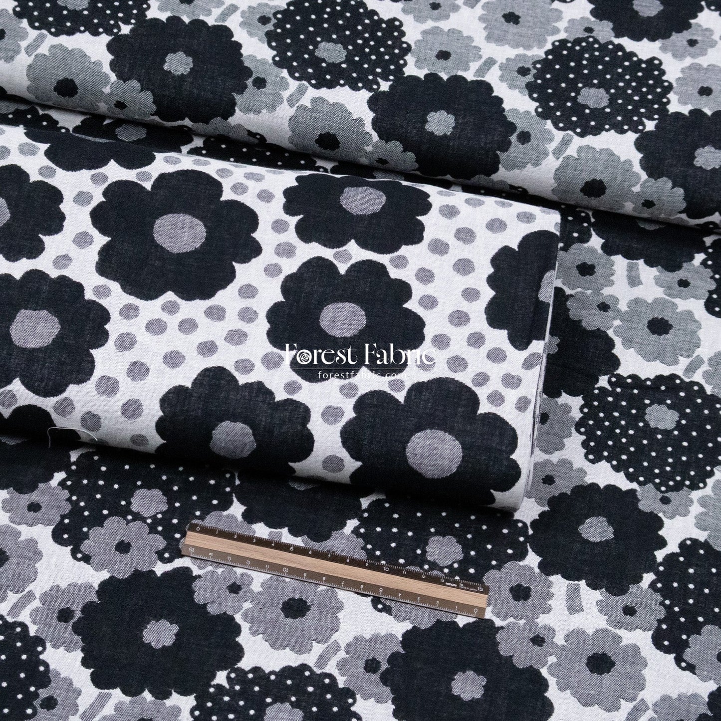Yarn Dyed Cotton Jacquard - Polka Dot Flower - FO:REST Fabric 布恩堂Liberty fabrictana lawnjapanese fabricykk zipper