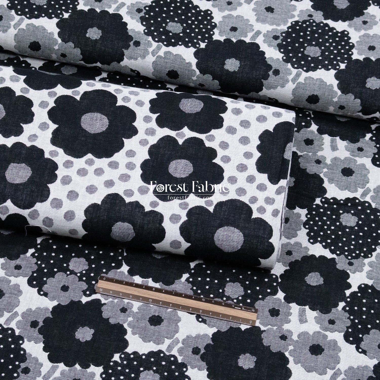 Yarn Dyed Cotton Jacquard - Polka Dot Flower - FO:REST Fabric 布恩堂Liberty fabrictana lawnjapanese fabricykk zipper