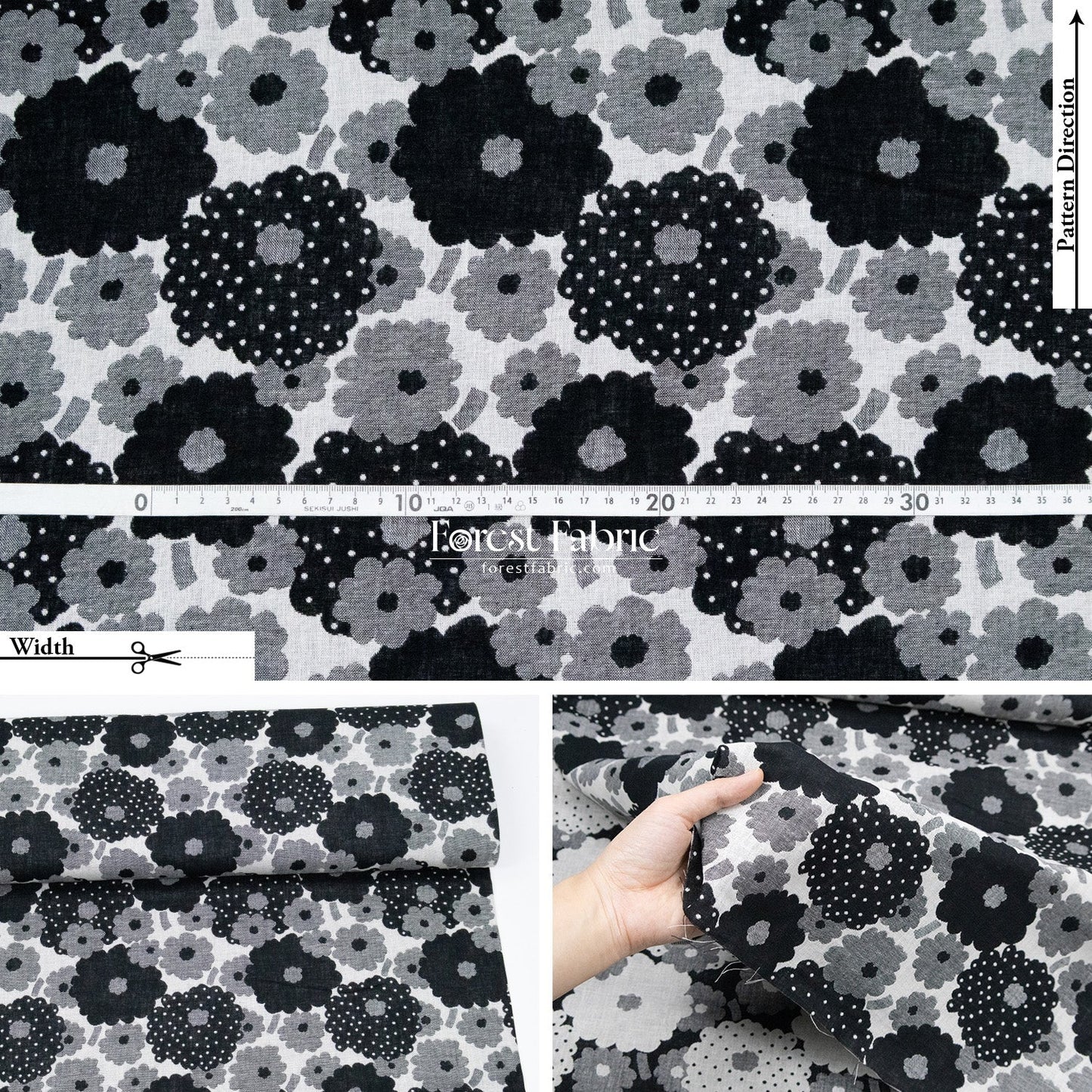 Yarn Dyed Cotton Jacquard - Polka Dot Flower - FO:REST Fabric 布恩堂Liberty fabrictana lawnjapanese fabricykk zipper