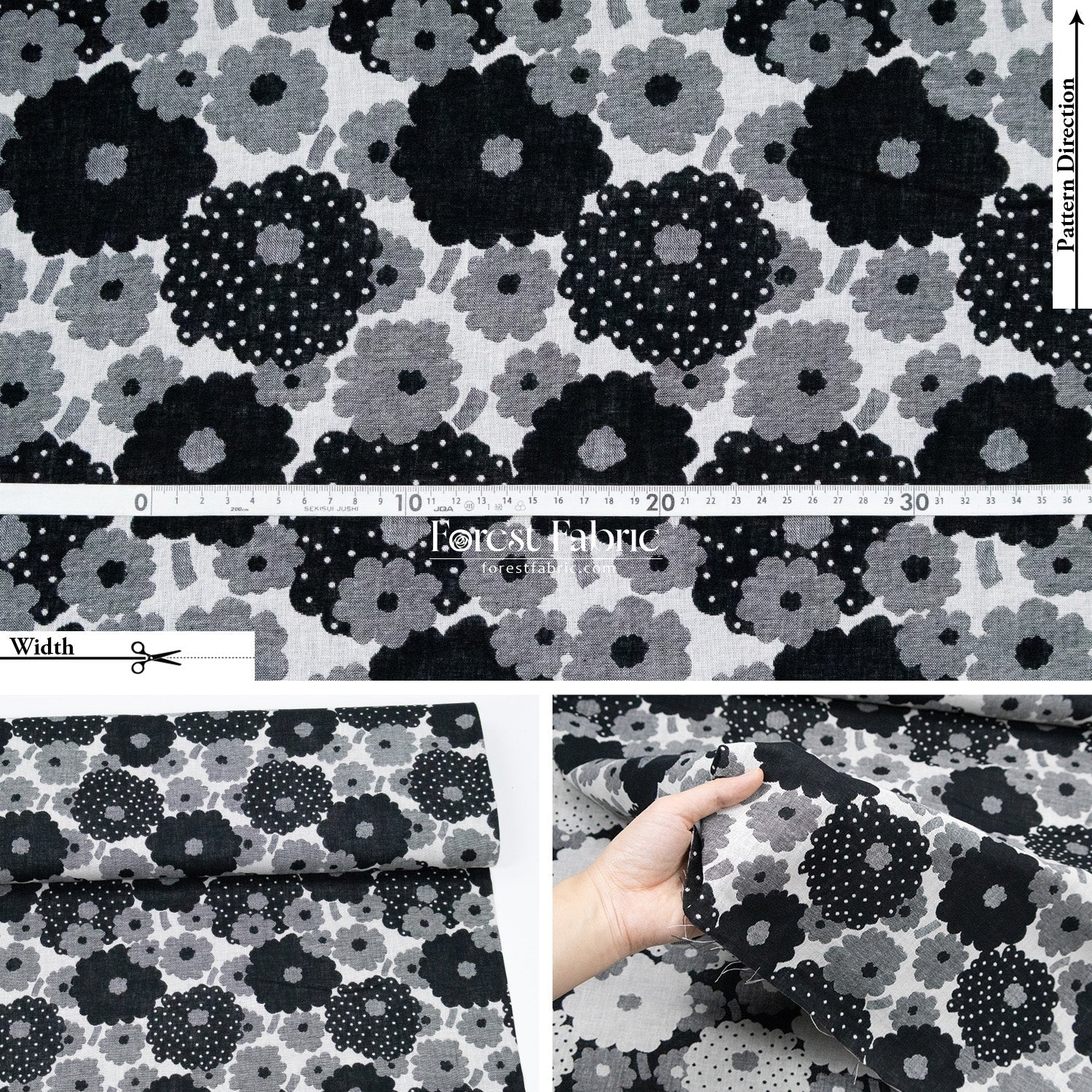 Yarn Dyed Cotton Jacquard - Polka Dot Flower - FO:REST Fabric 布恩堂Liberty fabrictana lawnjapanese fabricykk zipper