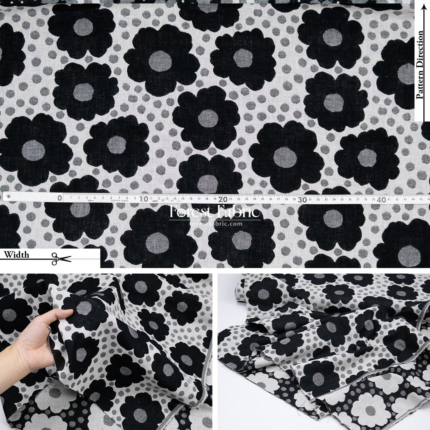 Yarn Dyed Cotton Jacquard - Polka Dot Flower - FO:REST Fabric 布恩堂Liberty fabrictana lawnjapanese fabricykk zipper