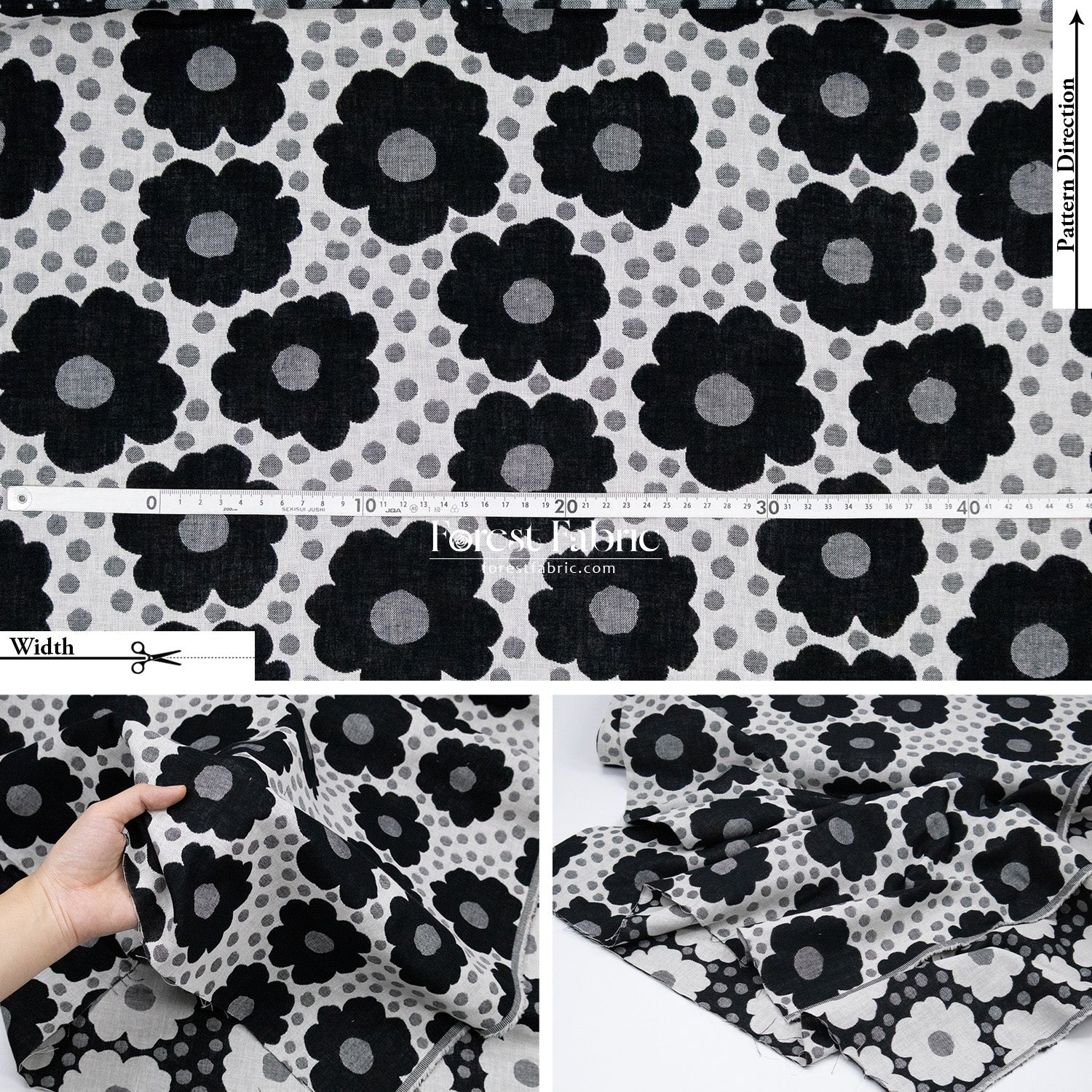 Yarn Dyed Cotton Jacquard - Polka Dot Flower - FO:REST Fabric 布恩堂Liberty fabrictana lawnjapanese fabricykk zipper