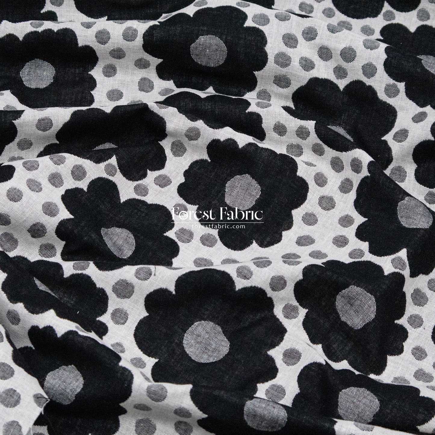 Yarn Dyed Cotton Jacquard - Polka Dot Flower - FO:REST Fabric 布恩堂Liberty fabrictana lawnjapanese fabricykk zipper