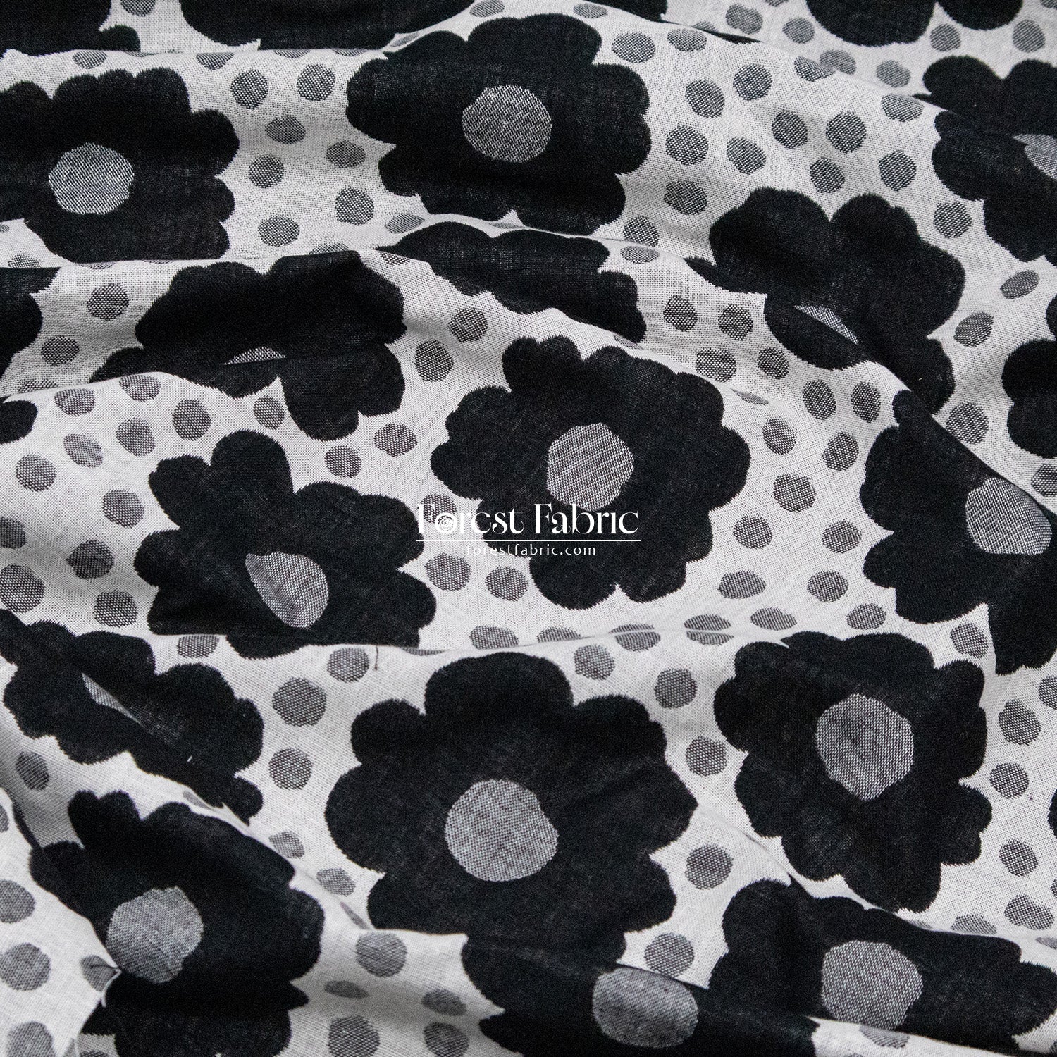 Yarn Dyed Cotton Jacquard - Polka Dot Flower - FO:REST Fabric 布恩堂Liberty fabrictana lawnjapanese fabricykk zipper