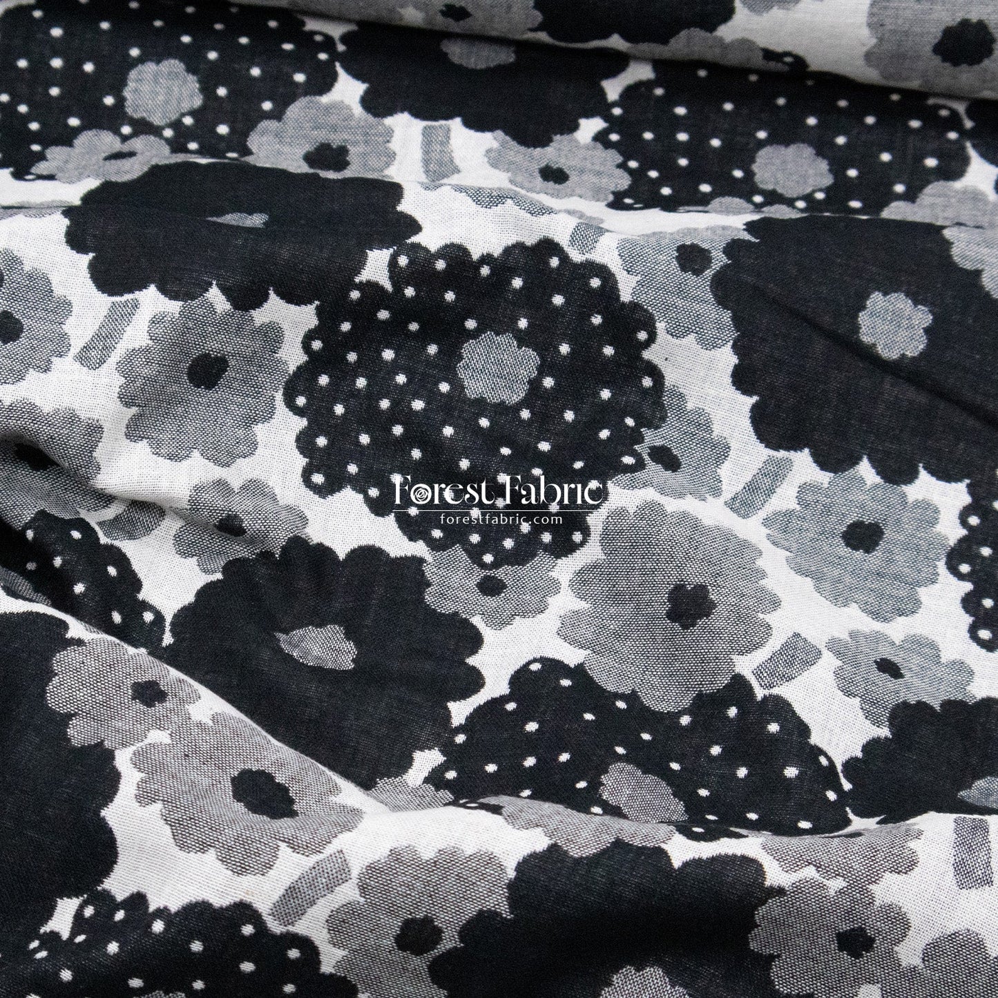 Yarn Dyed Cotton Jacquard - Polka Dot Flower - FO:REST Fabric 布恩堂Liberty fabrictana lawnjapanese fabricykk zipper