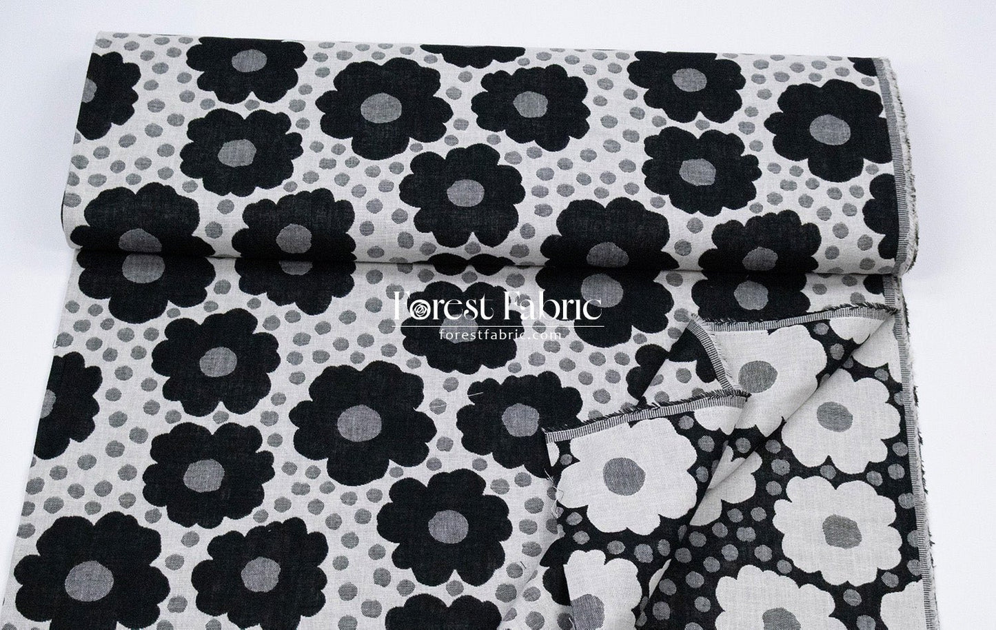 Yarn Dyed Cotton Jacquard - Polka Dot Flower - FO:REST Fabric 布恩堂Liberty fabrictana lawnjapanese fabricykk zipper