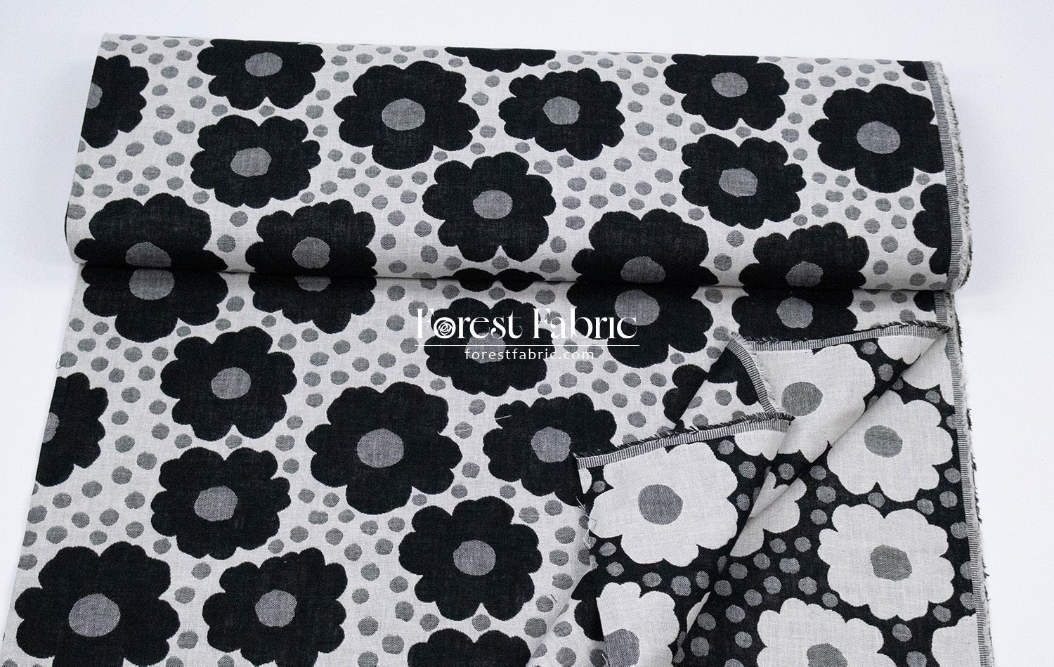 Yarn Dyed Cotton Jacquard - Polka Dot Flower - FO:REST Fabric 布恩堂Liberty fabrictana lawnjapanese fabricykk zipper