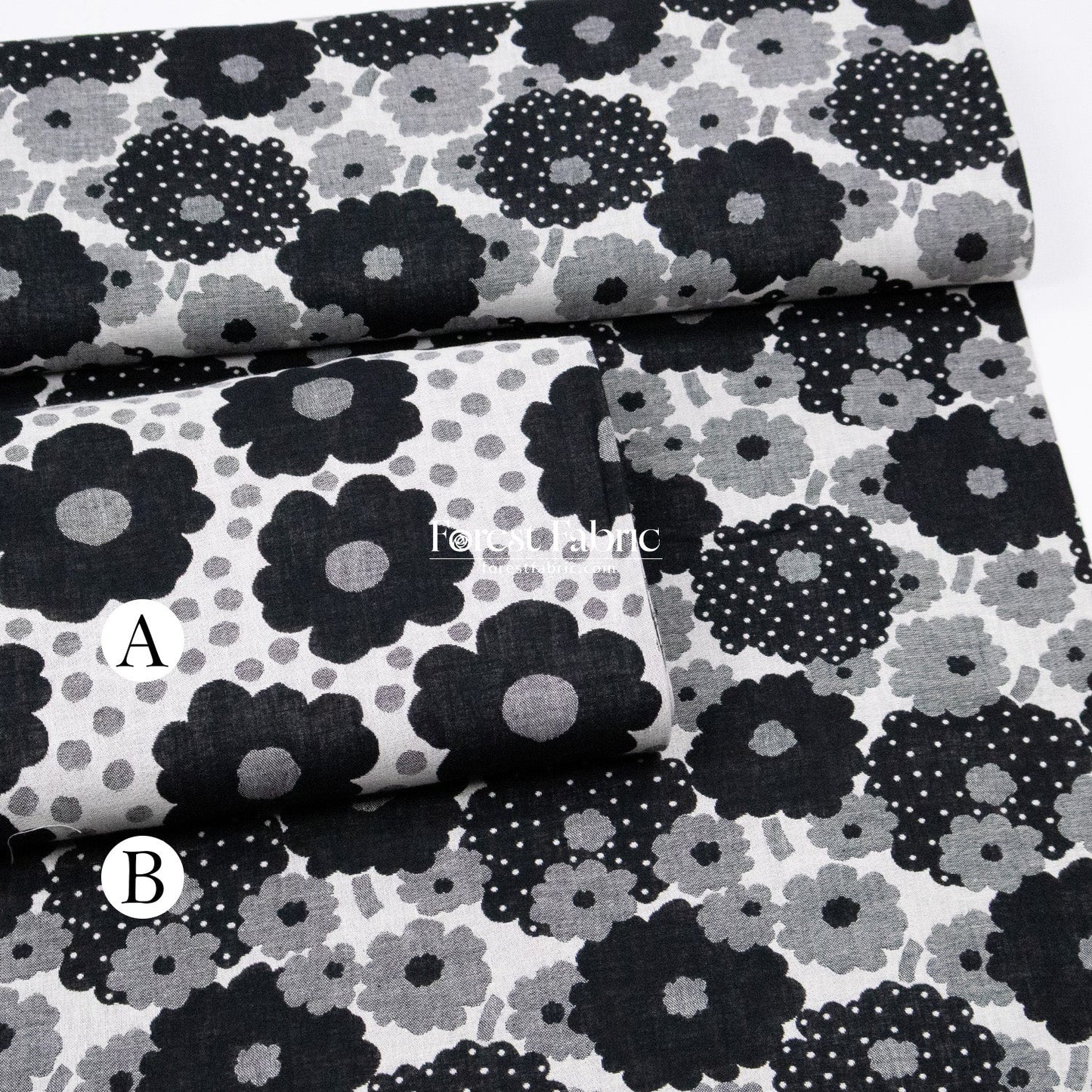 Yarn Dyed Cotton Jacquard - Polka Dot Flower - FO:REST Fabric 布恩堂Liberty fabrictana lawnjapanese fabricykk zipper