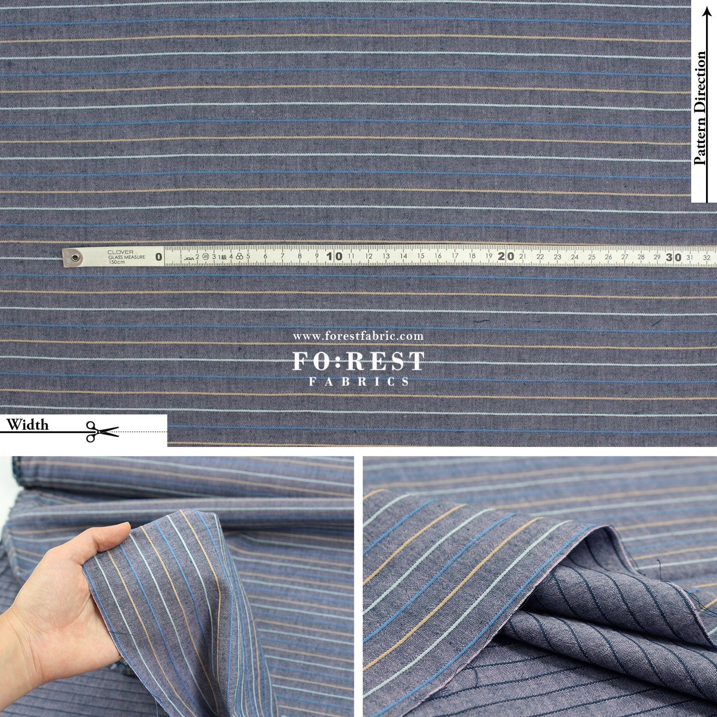 Yarn dyed cotton - strip fabric - FO:REST Fabric 布恩堂Liberty fabrictana lawnjapanese fabricykk zipper