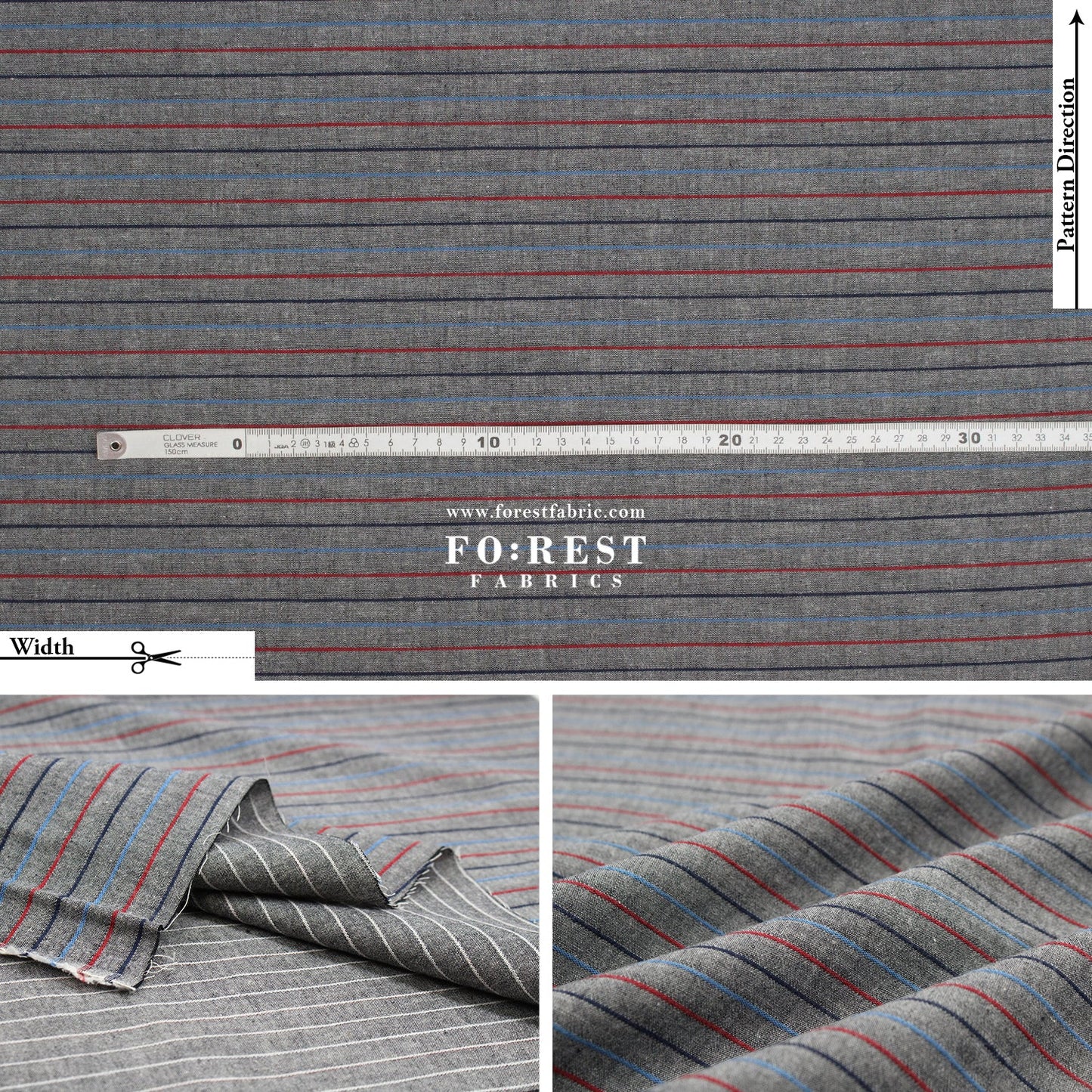 Yarn dyed cotton - strip fabric - FO:REST Fabric 布恩堂Liberty fabrictana lawnjapanese fabricykk zipper
