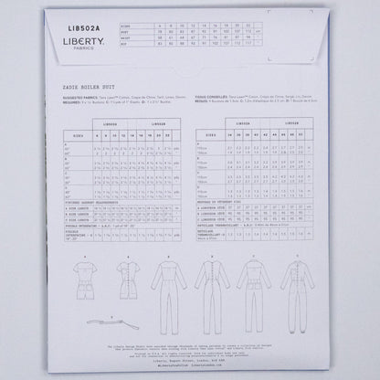 Zadie Boiler Suit Ladies Set - Liberty Paper pattern - FO:REST Fabric 布恩堂Liberty fabrictana lawnjapanese fabricykk zipper