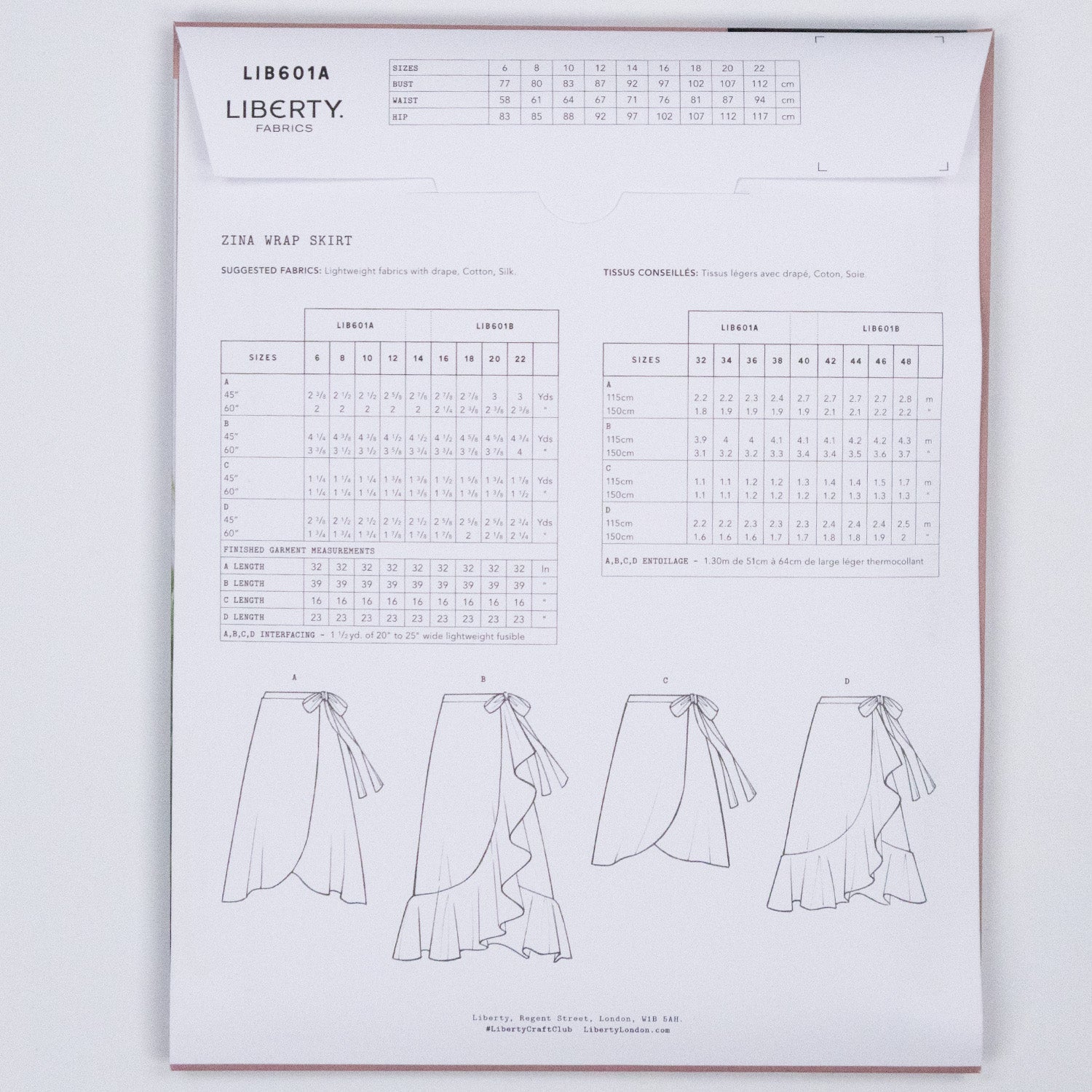 Zina Wrap Skirt Ladies Set - Liberty Paper pattern - FO:REST Fabric 布恩堂Liberty fabrictana lawnjapanese fabricykk zipper