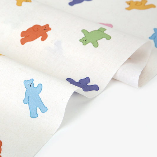 Dailylike - cotton - Colorful bear fabric - forestfabric 布恩堂