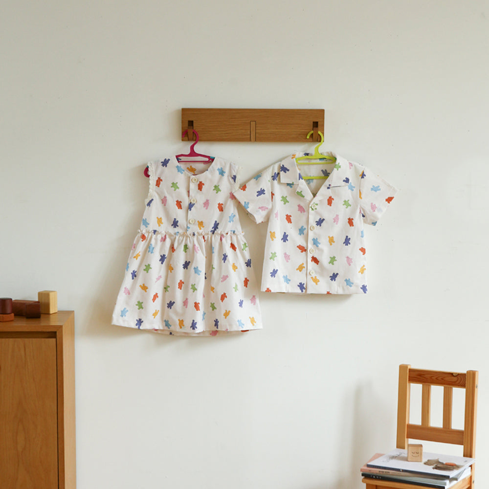Dailylike - cotton - Colorful bear fabric - forestfabric 布恩堂