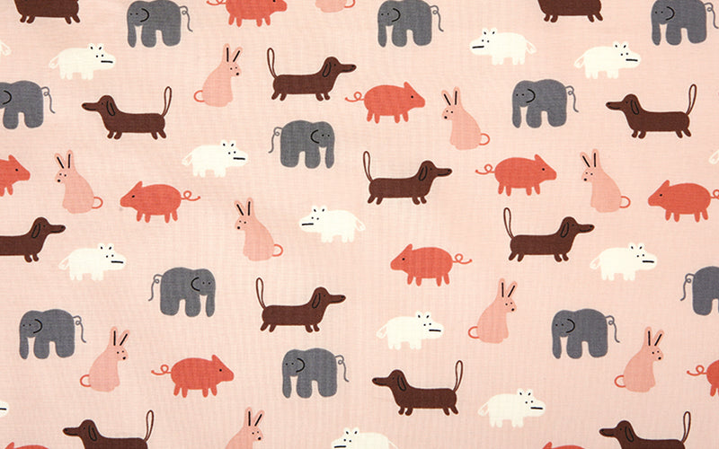 Dailylike - Organic cotton - Yaar animal fabric Pink - forestfabric