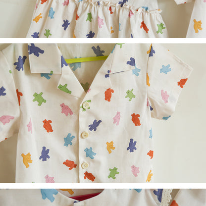 Dailylike - cotton - Colorful bear fabric - forestfabric 布恩堂