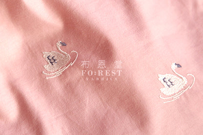 Dailylike - cotton - Embroidered Swan Fabric - forest-fabric