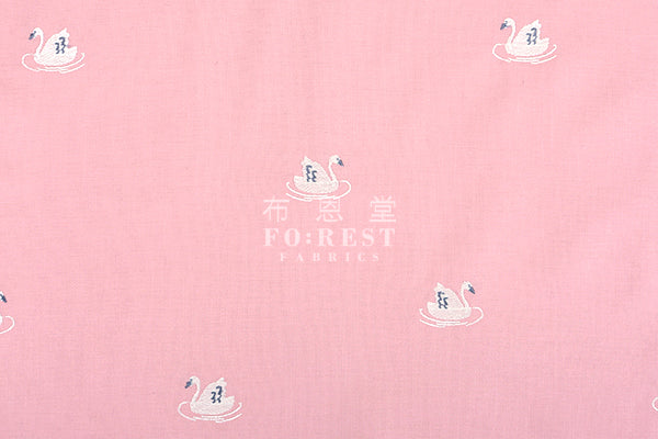Dailylike - cotton - Embroidered Swan Fabric - forest-fabric