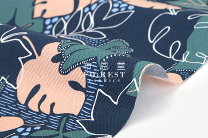 Dailylike - oxford - Midnight tropical leaf fabric - forest-fabric