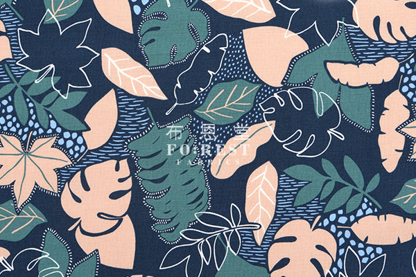 Dailylike - oxford - Midnight tropical leaf fabric - forest-fabric