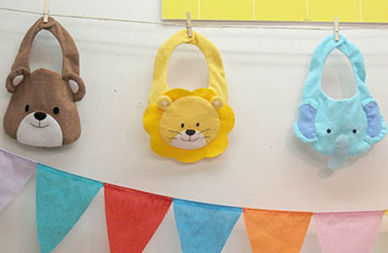 DIY SET | okiniiri baby Elephas Bibs - forest-fabric