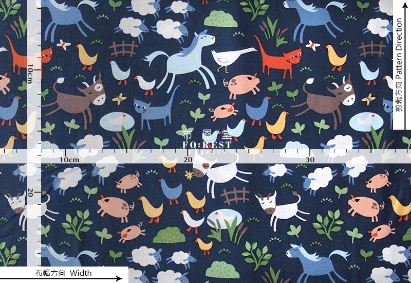 cotton - The Mountain Farm Part2 fabric - forest-fabric