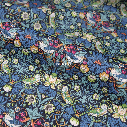 Liberty of London (Cotton Tana Lawn Fabric) - Strawberry Thief Green - forest-fabric