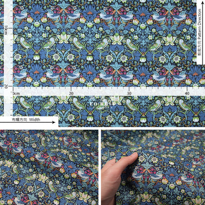 Liberty of London (Cotton Tana Lawn Fabric) - Strawberry Thief Green - forest-fabric