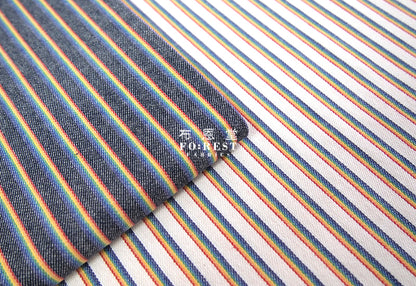 Yarn dyed cotton - Little Rainbow strip fabric - forest-fabric