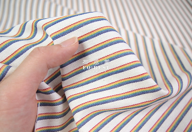 Yarn dyed cotton - Little Rainbow strip fabric - forest-fabric