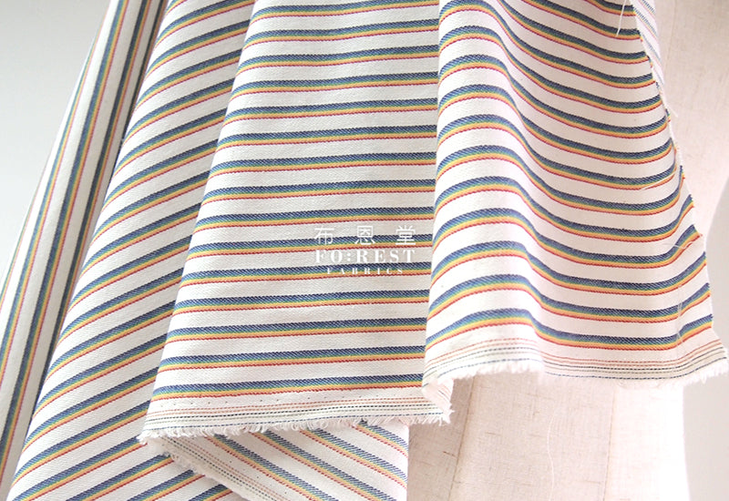 Yarn dyed cotton - Little Rainbow strip fabric - forest-fabric