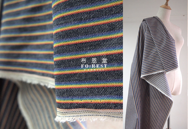 Yarn dyed cotton - Little Rainbow strip fabric - forest-fabric