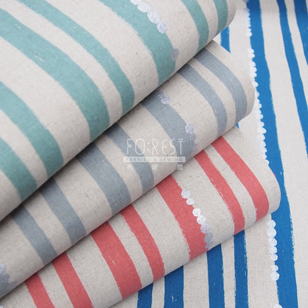 Echino - cotton linen - stripe Fabric 2018SS - forest-fabric
