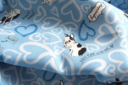 Oxford - french bulldog fabric - forest-fabric