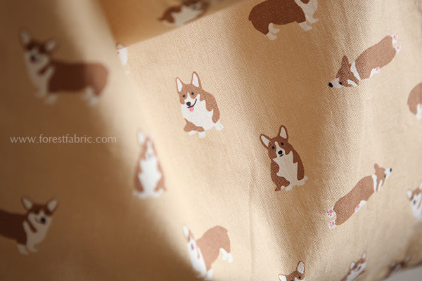 Dailylike oxford - Welsh corgi Fabric - forest-fabric