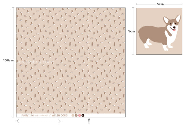 Dailylike oxford - Welsh corgi Fabric - forest-fabric