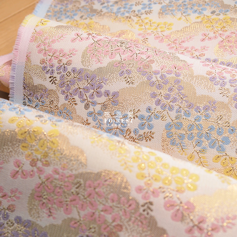 金らん "KINRAN" - Sakura 千本櫻 gold brocade fabric Pink - forestfabric 布恩堂