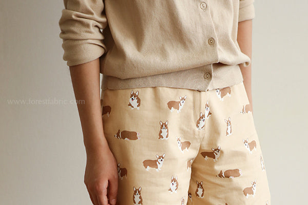 Dailylike oxford - Welsh corgi Fabric - forest-fabric
