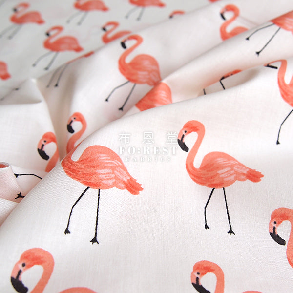 C+S - cotton lawn - Flamingos fabric - forest-fabric