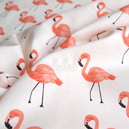 C+S - cotton lawn - Flamingos fabric - forest-fabric